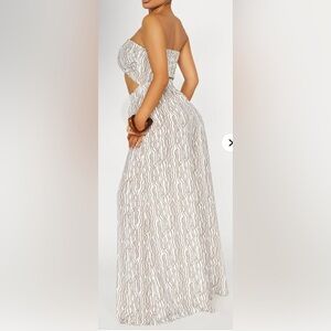 Elegant White and Brown Patterned Jumpsuit
